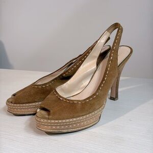 Prada Sandals Size 40 peep toe heels suede